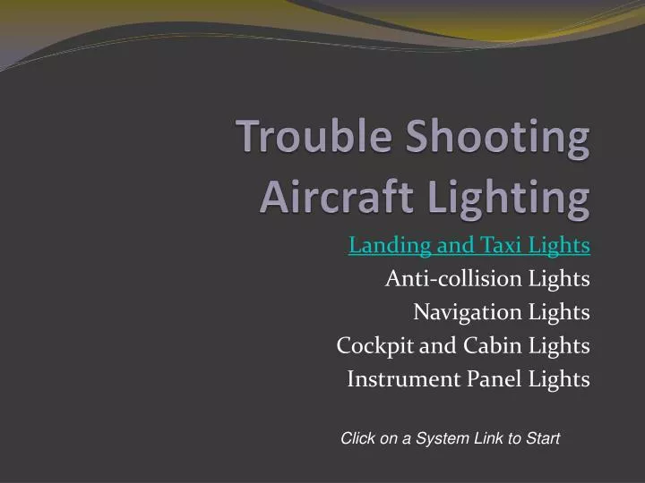 trouble shooting aircraft lighting