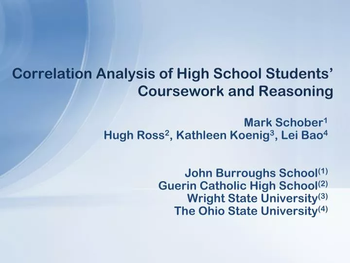 correlation analysis of high school students coursework and reasoning