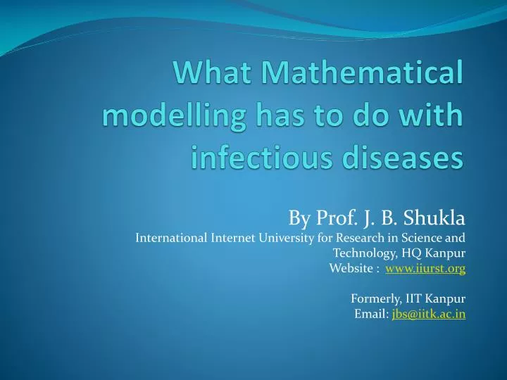 what mathematical modelling has to do with infectious diseases