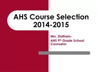 AHS Course Selection 2014-2015