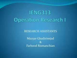 ieng 313 operation research i