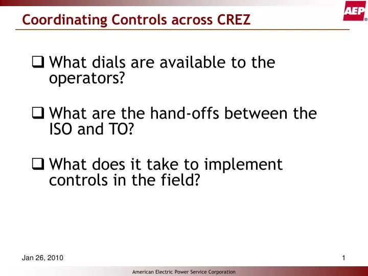 coordinating controls across crez