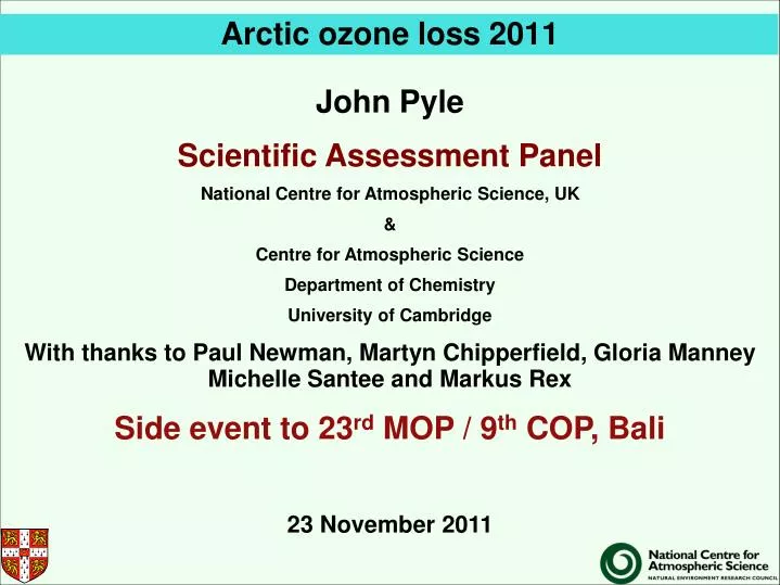 arctic ozone loss 2011
