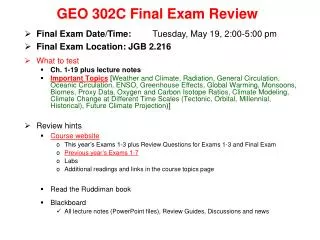 GEO 302C Final Exam Review