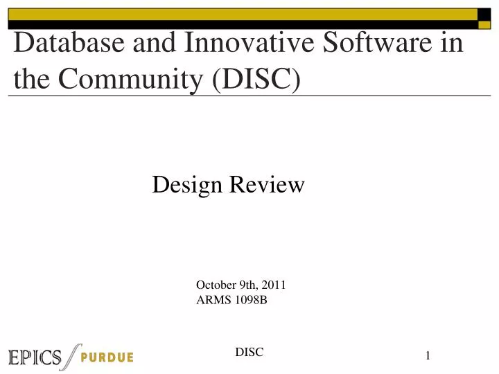database and innovative software in the community disc