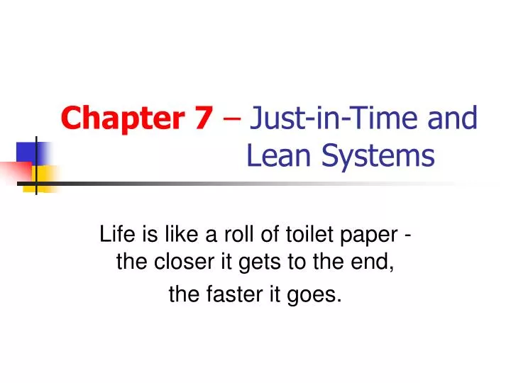 chapter 7 just in time and lean systems