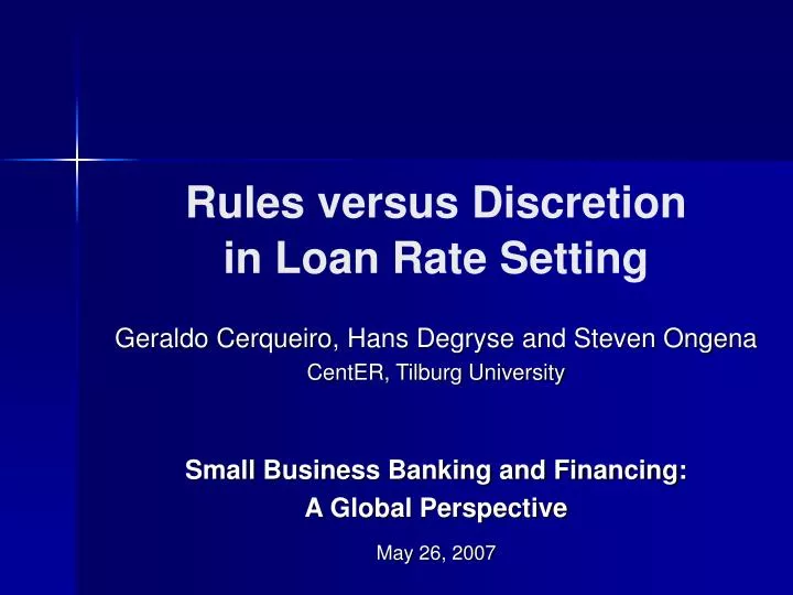 rules versus discretion in loan rate setting