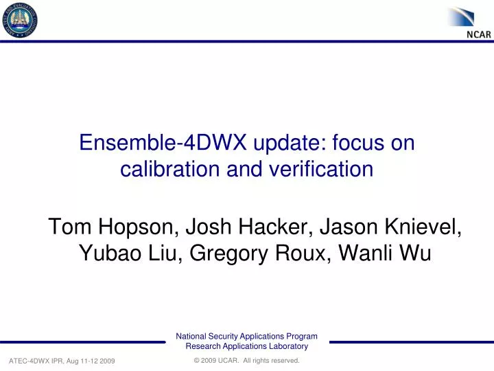 ensemble 4dwx update focus on calibration and verification