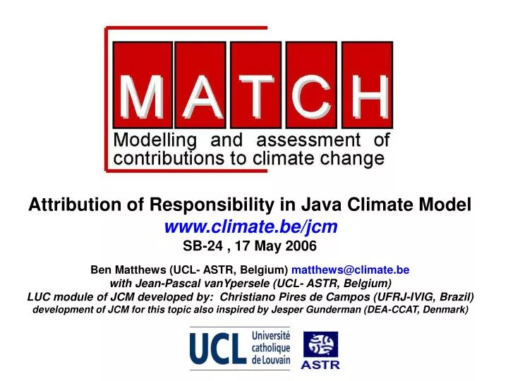 attribution of responsibility in java climate model www climate be jcm sb 24 17 may 2006