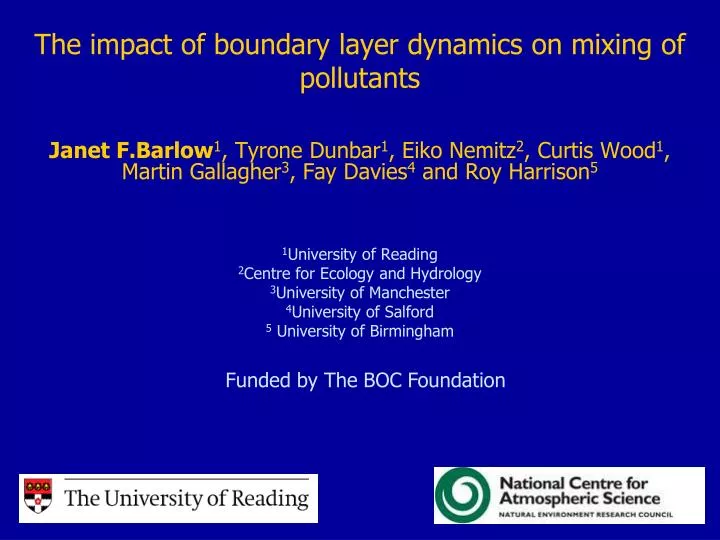 the impact of boundary layer dynamics on mixing of pollutants