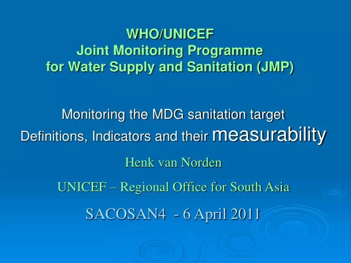 who unicef joint monitoring programme for water supply and sanitation jmp