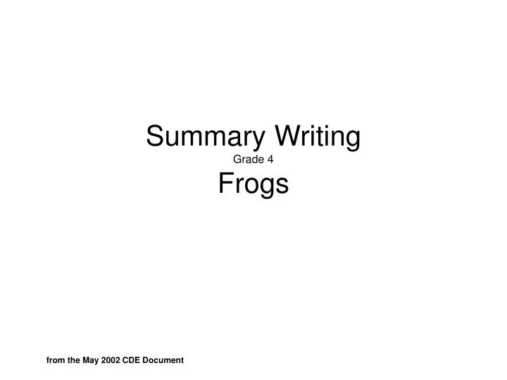summary writing grade 4 frogs
