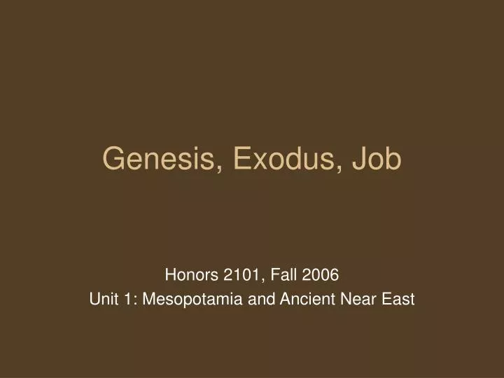 genesis exodus job