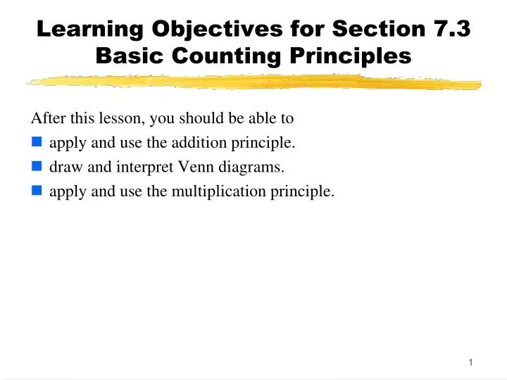 learning objectives for section 7 3 basic counting principles