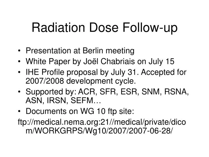 radiation dose follow up