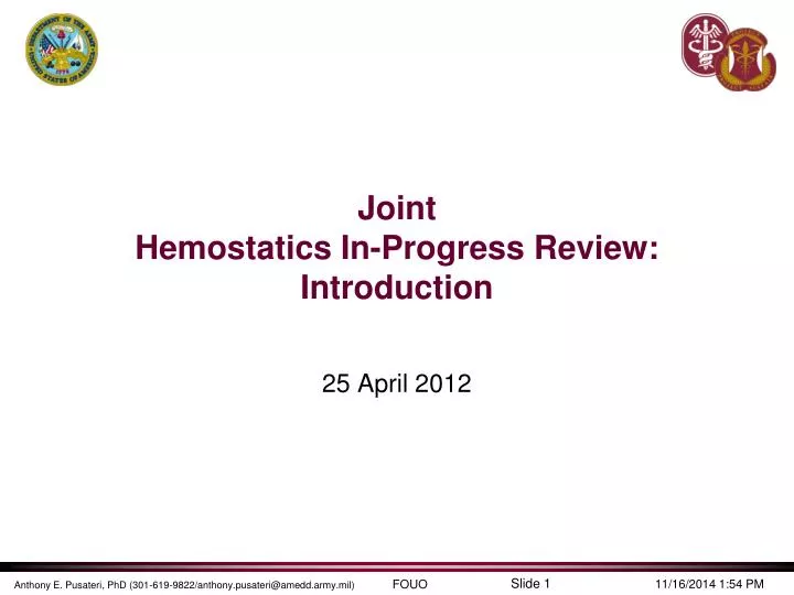 joint hemostatics in progress review introduction