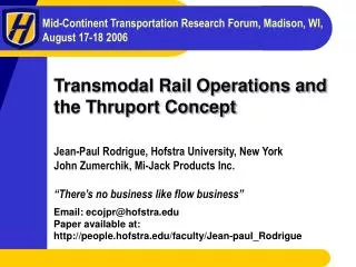 Transmodal Rail Operations and the Thruport Concept