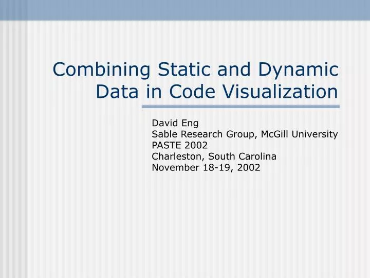 combining static and dynamic data in code visualization