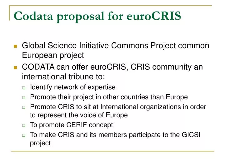 codata proposal for eurocris