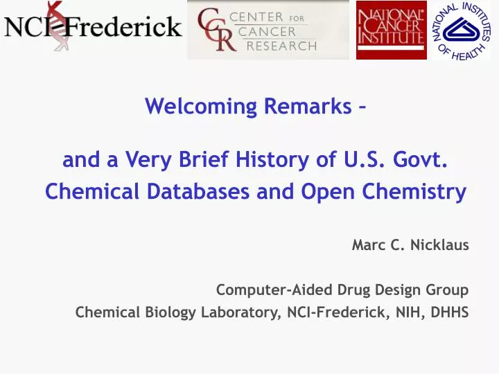 marc c nicklaus computer aided drug design group chemical biology laboratory nci frederick nih dhhs