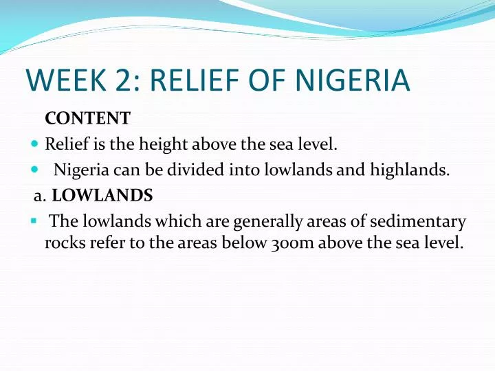week 2 relief of nigeria
