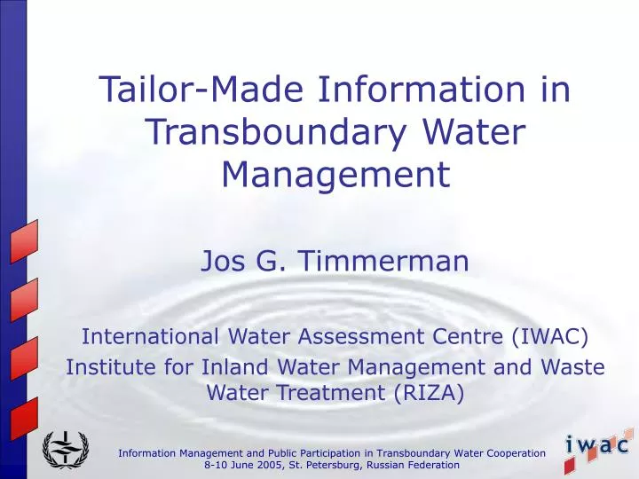 tailor made information in transboundary water management