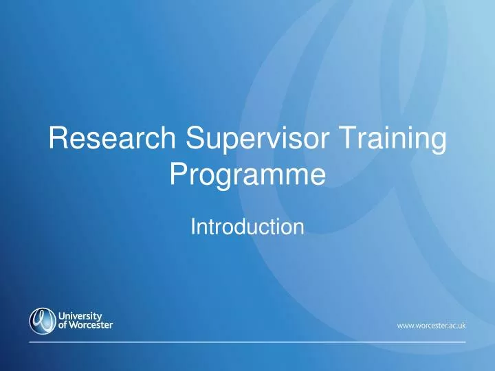 research supervisor training