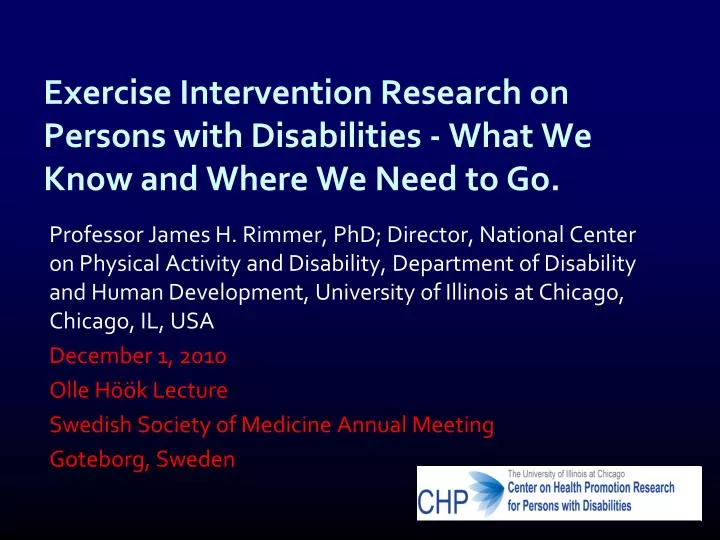 exercise intervention research on persons with disabilities what we know and where we need to go