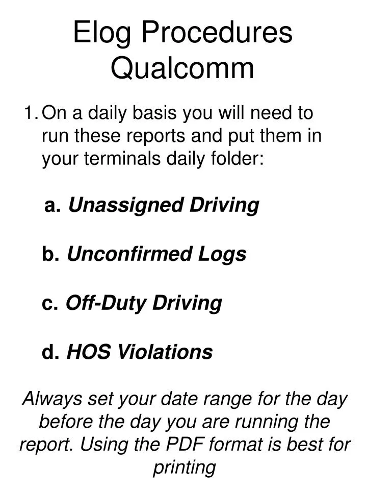 elog procedures qualcomm