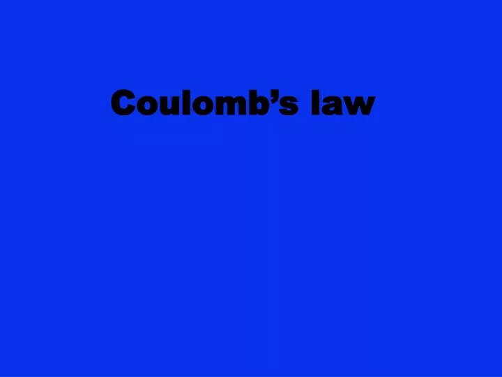 coulomb s law