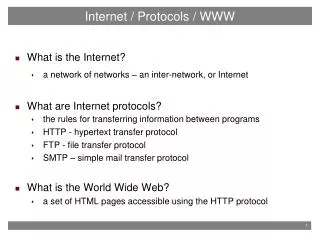 Internet / Protocols / WWW