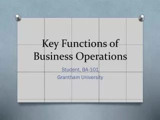 Key Functions of Business Operations