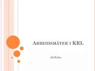 arbeidsm ter i krl