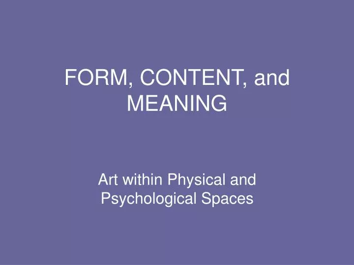 form content and meaning