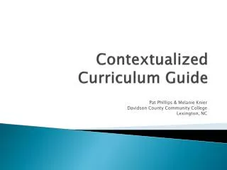 Contextualized Curriculum Guide