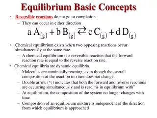 Equilibrium Basic Concepts