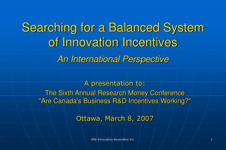 searching for a balanced system of innovation incentives