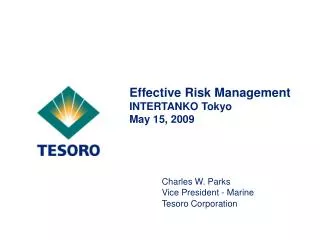 Effective Risk Management INTERTANKO Tokyo May 15, 2009