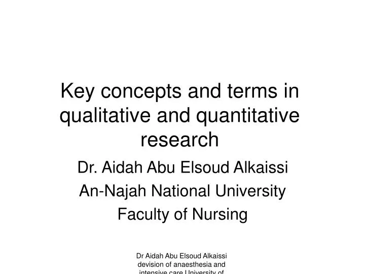 key concepts and terms in qualitative and quantitative research