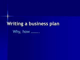 Writing a business plan