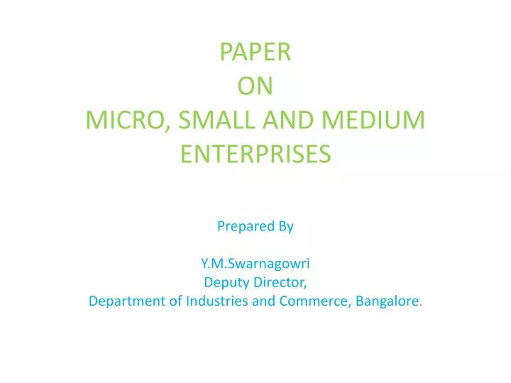 paper on micro small and medium enterprises