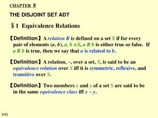 CHAPTER 8 THE DISJOINT SET ADT