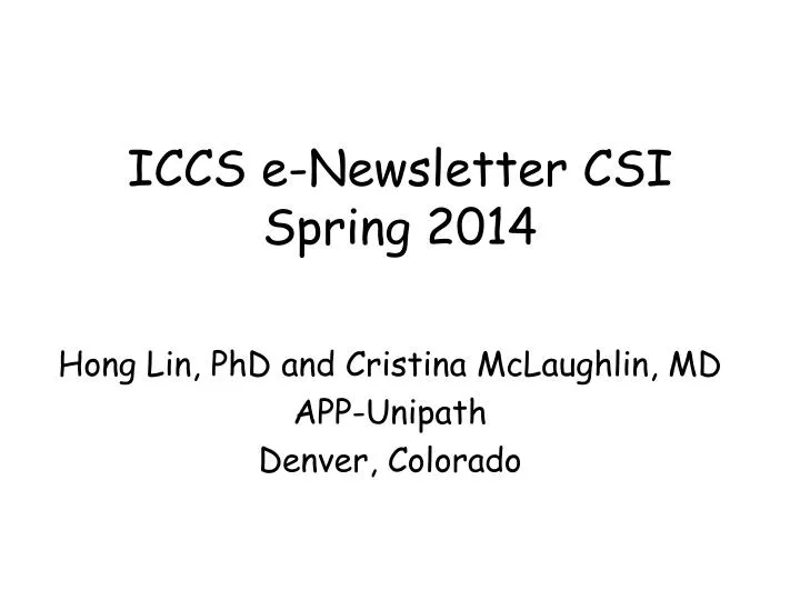 iccs e newsletter csi spring 2014