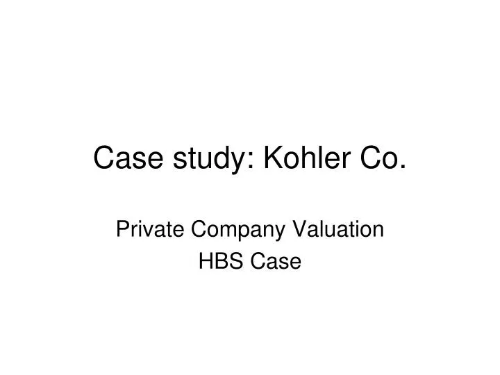 case study kohler co