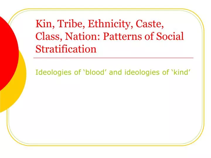 kin tribe ethnicity caste class nation patterns of social stratification