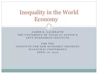 Inequality in the World Economy