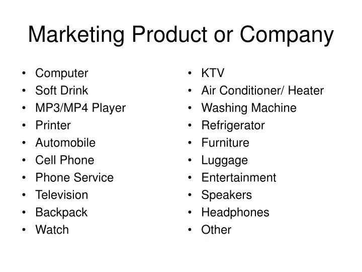 marketing product or company