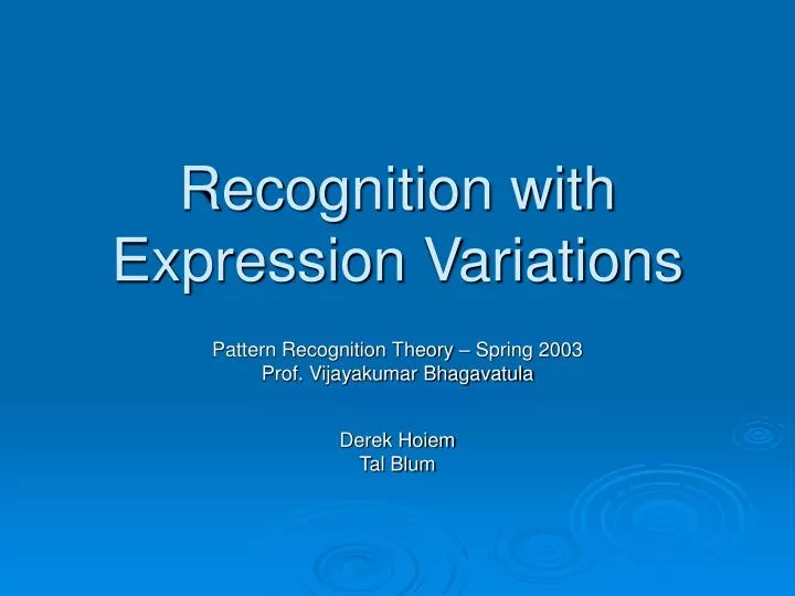 recognition with expression variations