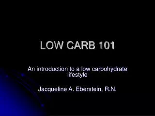 low carb 101