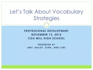 let s talk about vocabulary strategies